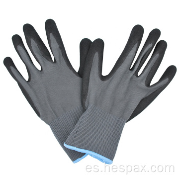 Hespax 13G Polyester Nitrile Guantes de trabajo Finis